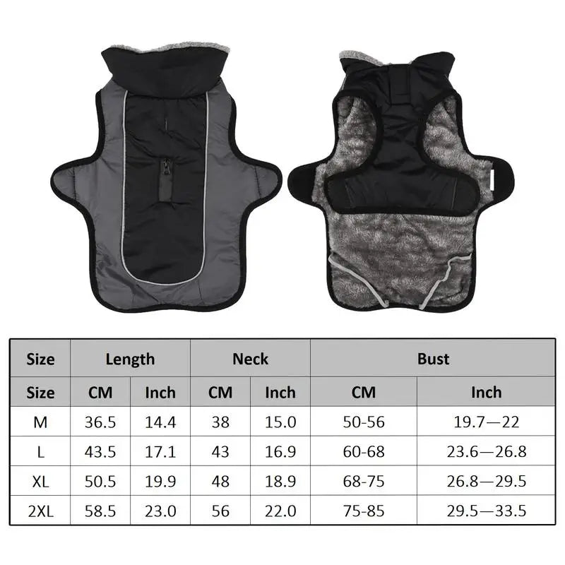 Warm Reflective Snow Jacket for Large Dogs
