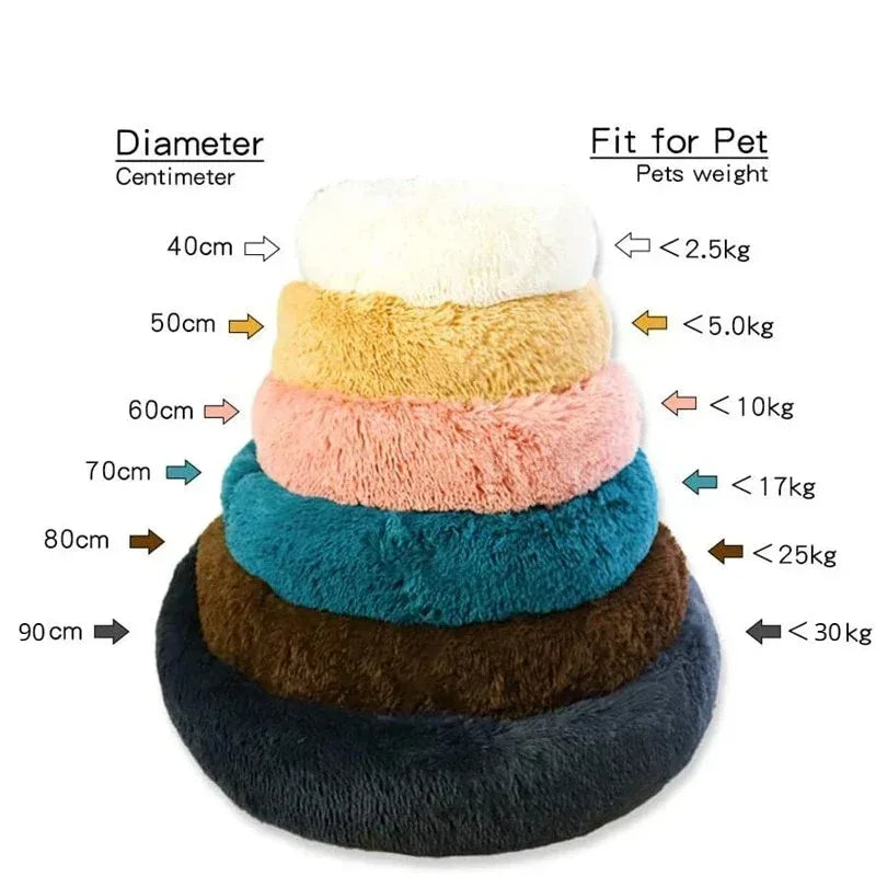 Plush Round Dog & Cat Bed – Winter Warm