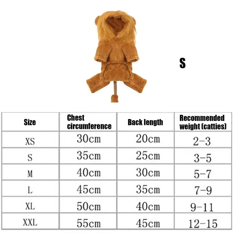 Cute Lion & Tiger Cartoon Hoodie Pet Costume