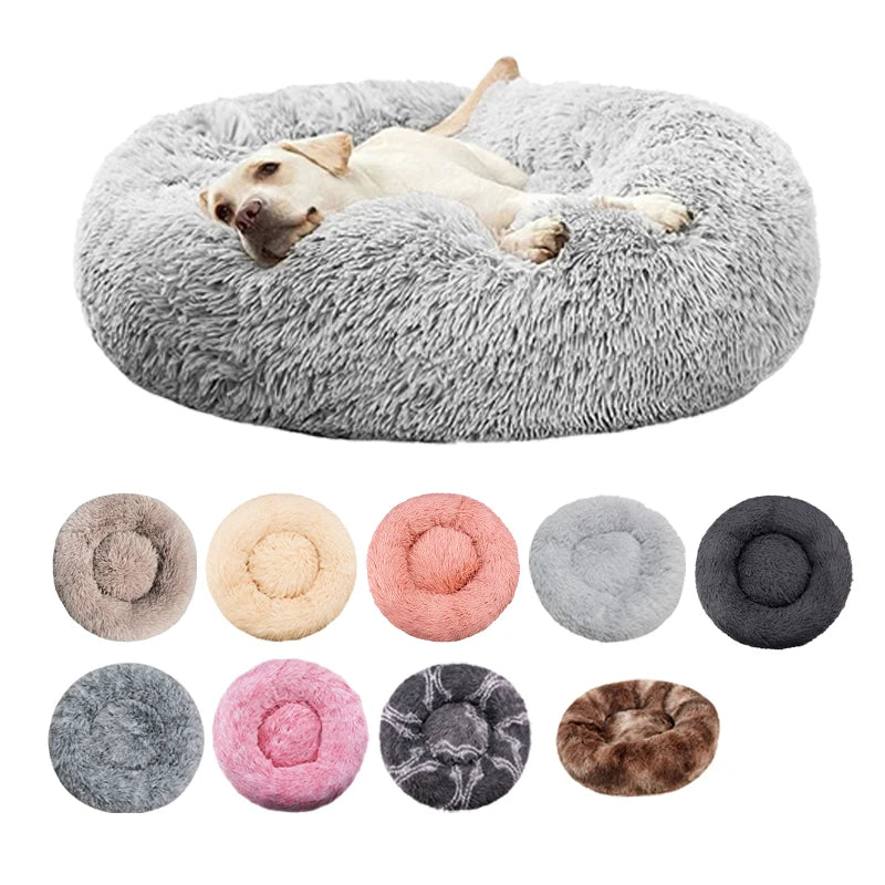 Plush Round Dog & Cat Bed – Winter Warm
