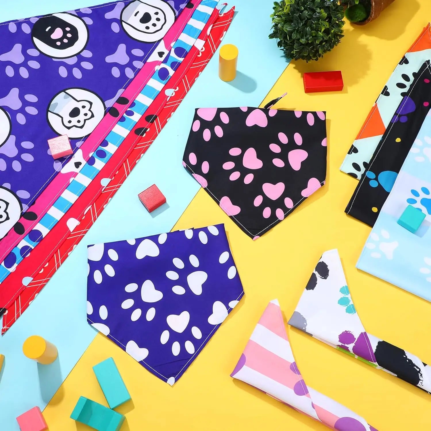 100-Pack Dog Bandanas – Colorful Triangle Bibs for Medium & Large Dogs