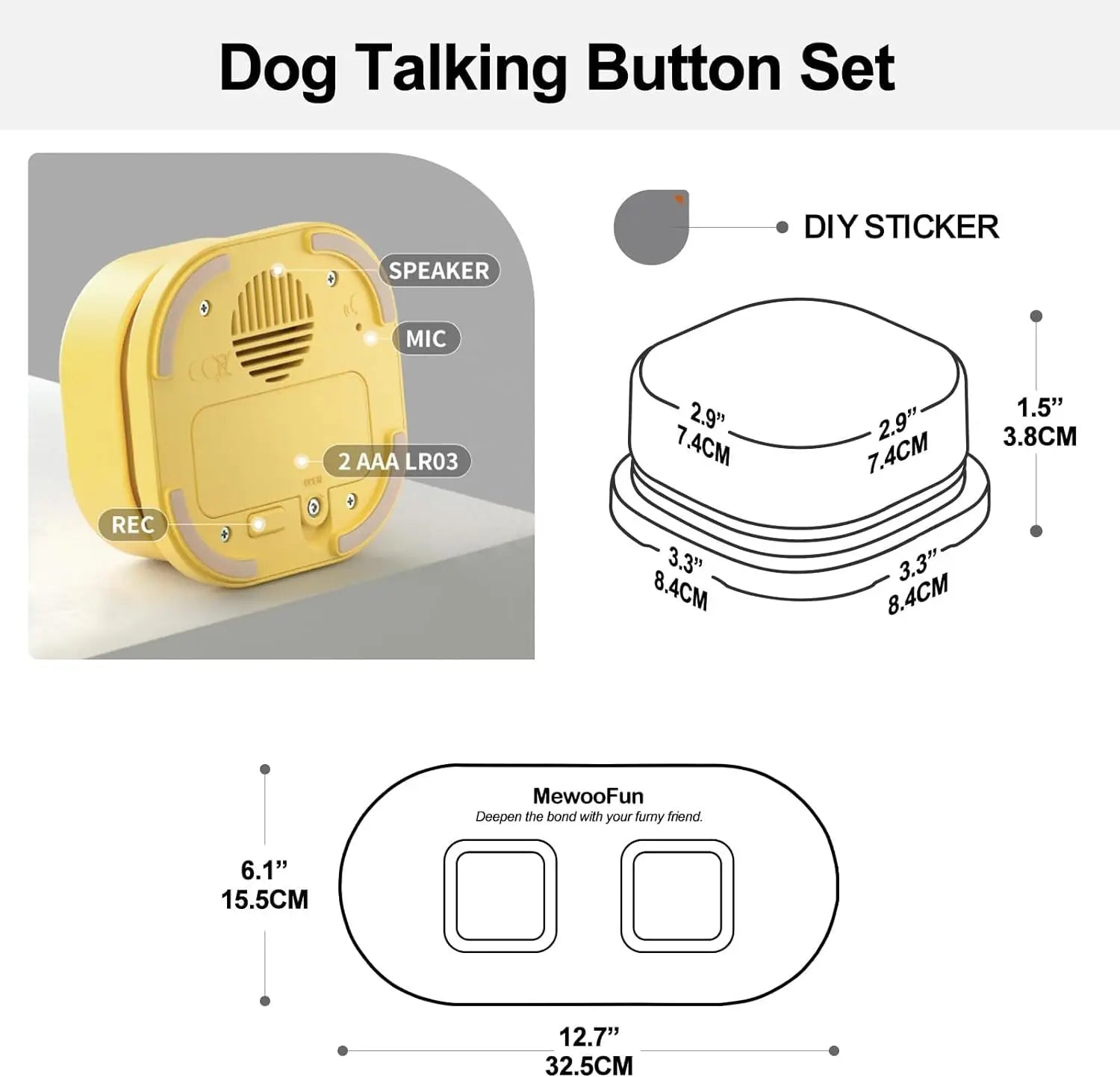 Mewoofun Voice Recording Button Dog Communication & Training Set