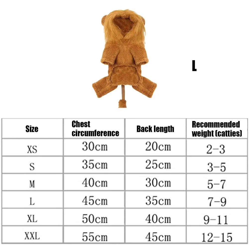 Cute Lion & Tiger Cartoon Hoodie Pet Costume