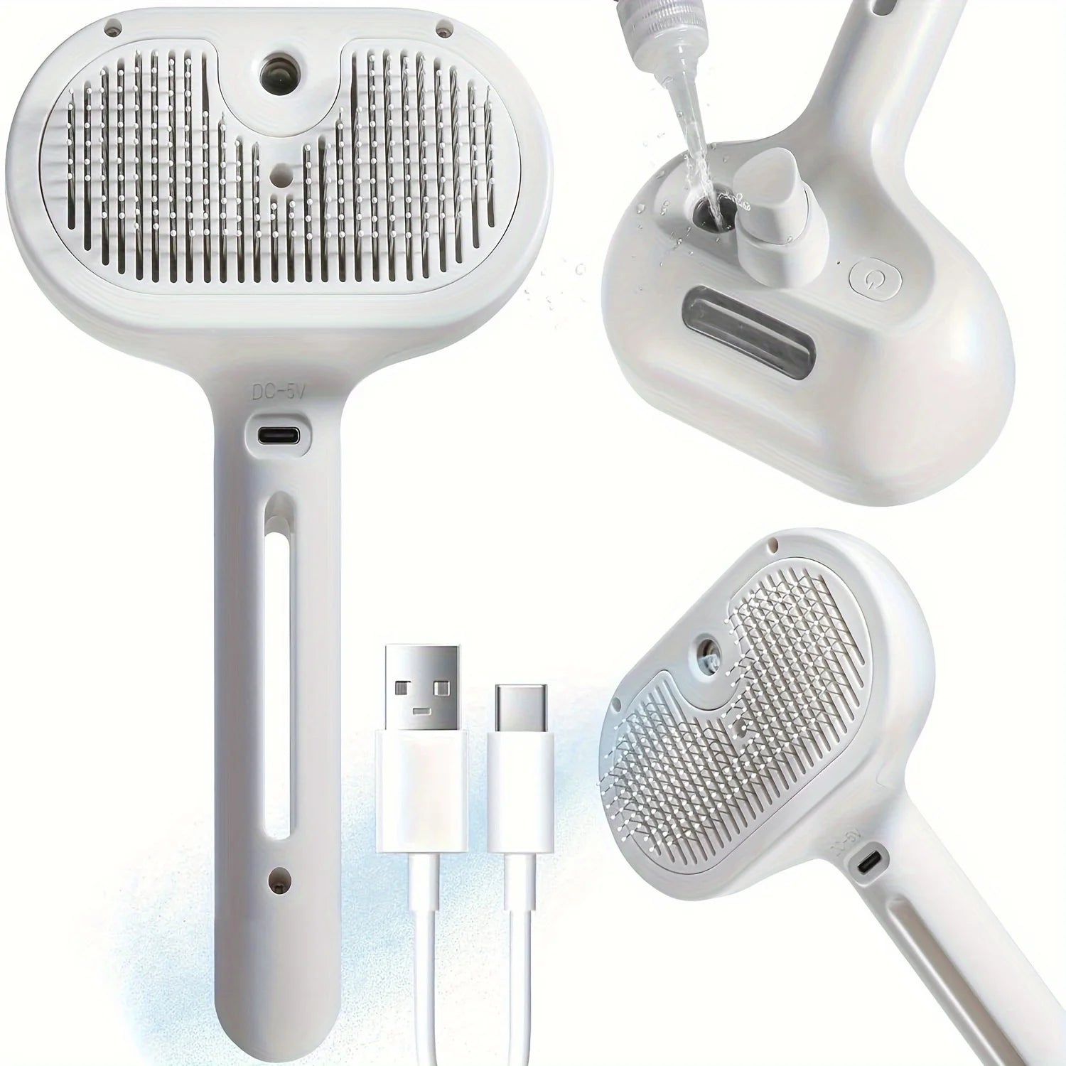 Pet Spray Hair Comb with Dematting & Cleaning Brush