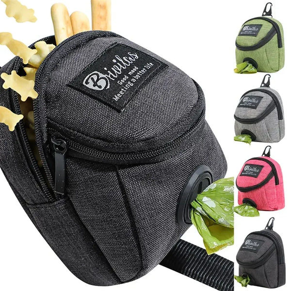 Portable Dog Training Treat Pouch with Poop Bag Dispenser
